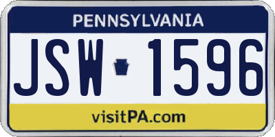 PA license plate JSW1596