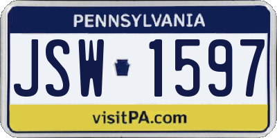 PA license plate JSW1597