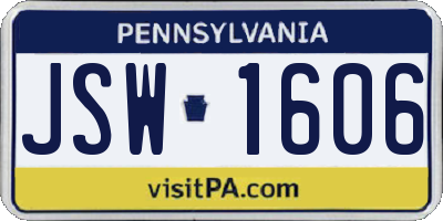 PA license plate JSW1606