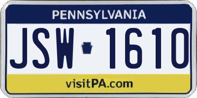 PA license plate JSW1610