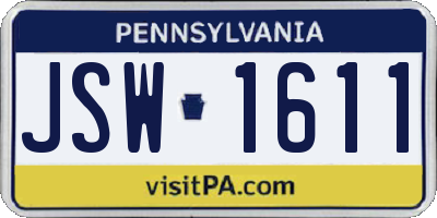PA license plate JSW1611