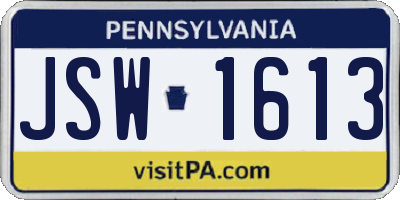PA license plate JSW1613
