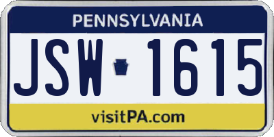 PA license plate JSW1615