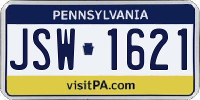 PA license plate JSW1621
