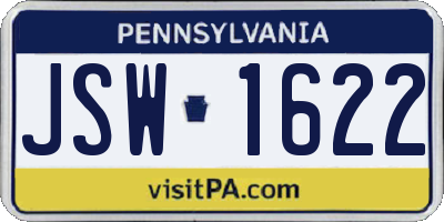 PA license plate JSW1622