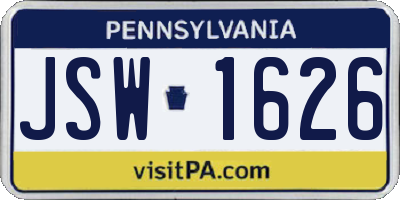 PA license plate JSW1626