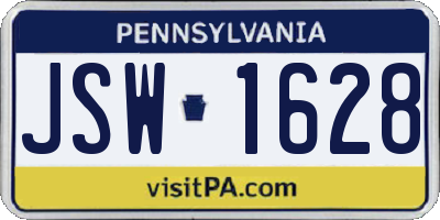 PA license plate JSW1628