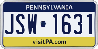 PA license plate JSW1631