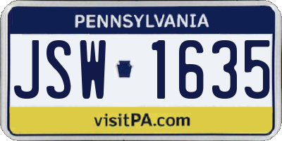 PA license plate JSW1635