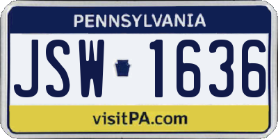 PA license plate JSW1636