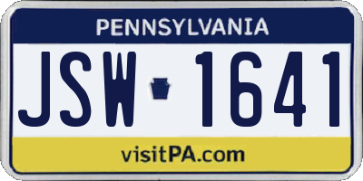 PA license plate JSW1641