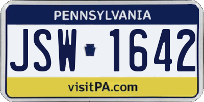 PA license plate JSW1642