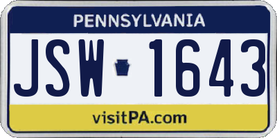 PA license plate JSW1643