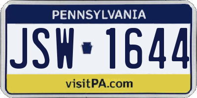 PA license plate JSW1644