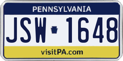PA license plate JSW1648