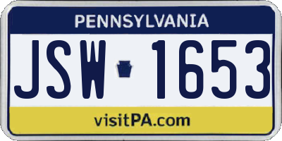 PA license plate JSW1653