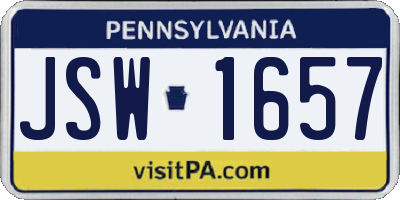 PA license plate JSW1657