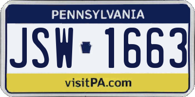 PA license plate JSW1663