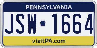 PA license plate JSW1664