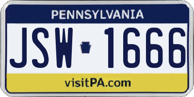 PA license plate JSW1666