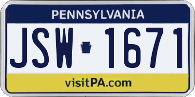 PA license plate JSW1671