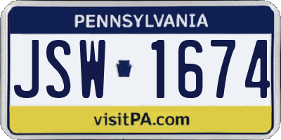 PA license plate JSW1674