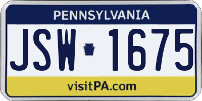 PA license plate JSW1675
