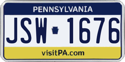 PA license plate JSW1676