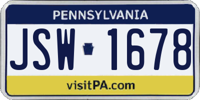 PA license plate JSW1678