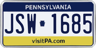 PA license plate JSW1685