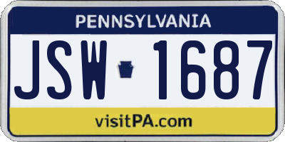 PA license plate JSW1687