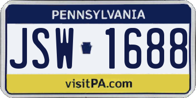 PA license plate JSW1688