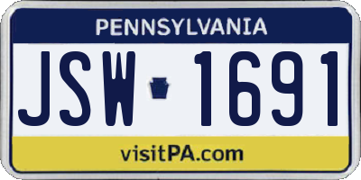 PA license plate JSW1691