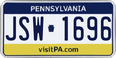 PA license plate JSW1696