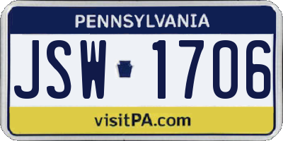 PA license plate JSW1706