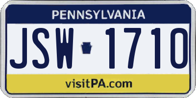 PA license plate JSW1710