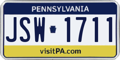 PA license plate JSW1711