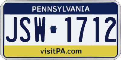 PA license plate JSW1712