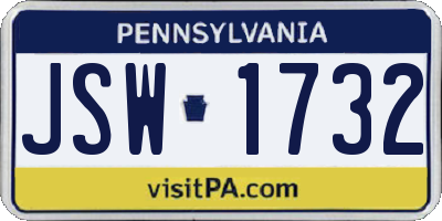 PA license plate JSW1732