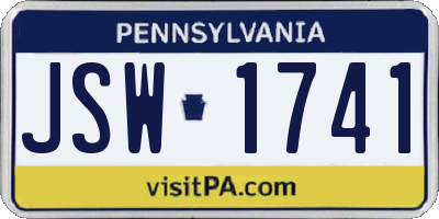 PA license plate JSW1741