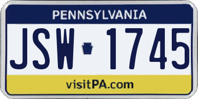 PA license plate JSW1745