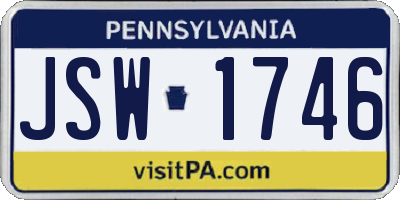 PA license plate JSW1746