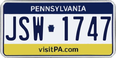 PA license plate JSW1747