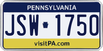 PA license plate JSW1750