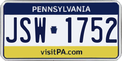 PA license plate JSW1752