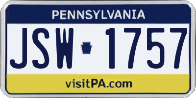 PA license plate JSW1757