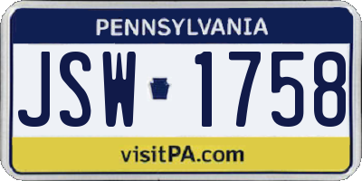 PA license plate JSW1758