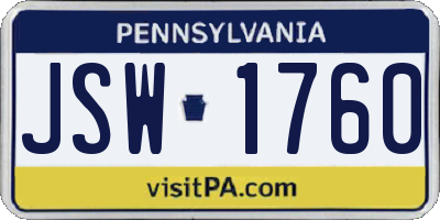 PA license plate JSW1760