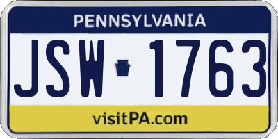PA license plate JSW1763
