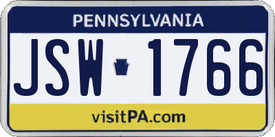 PA license plate JSW1766